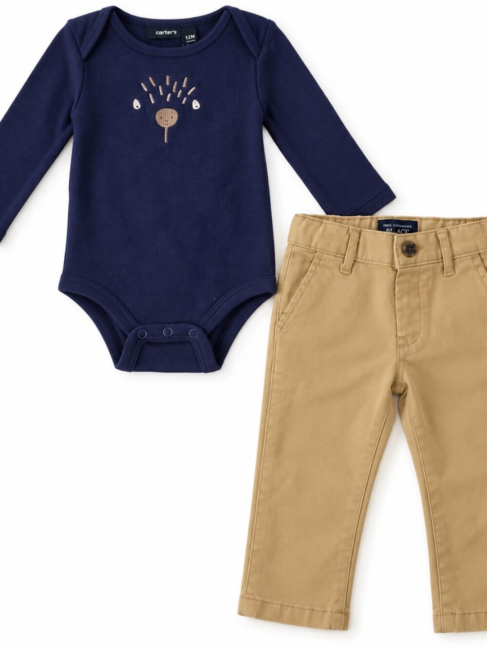 Carter’s Baby Boy Navy Bodysuit & Khaki Chino Pants 2-Piece Outfit